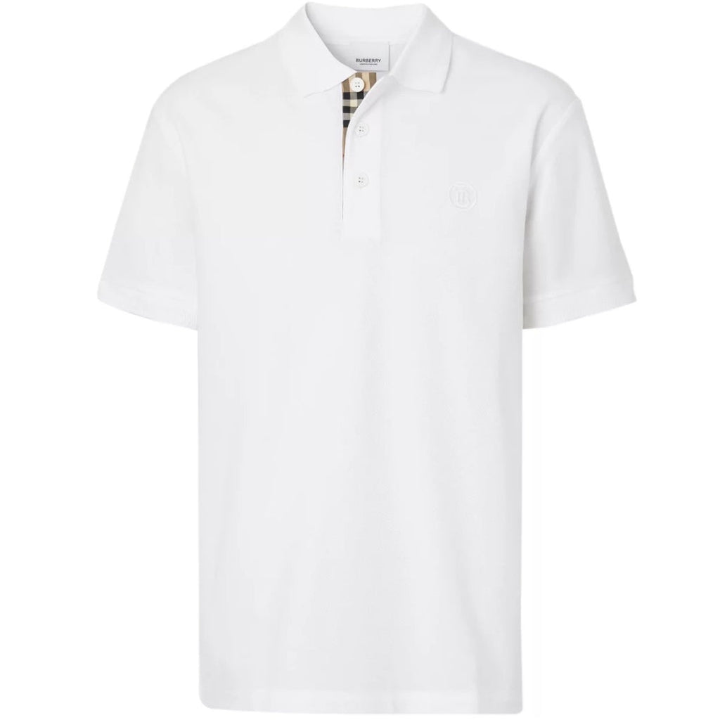 Burberry Branded Circle Logo White Polo Shirt - Style Centre Wholesale