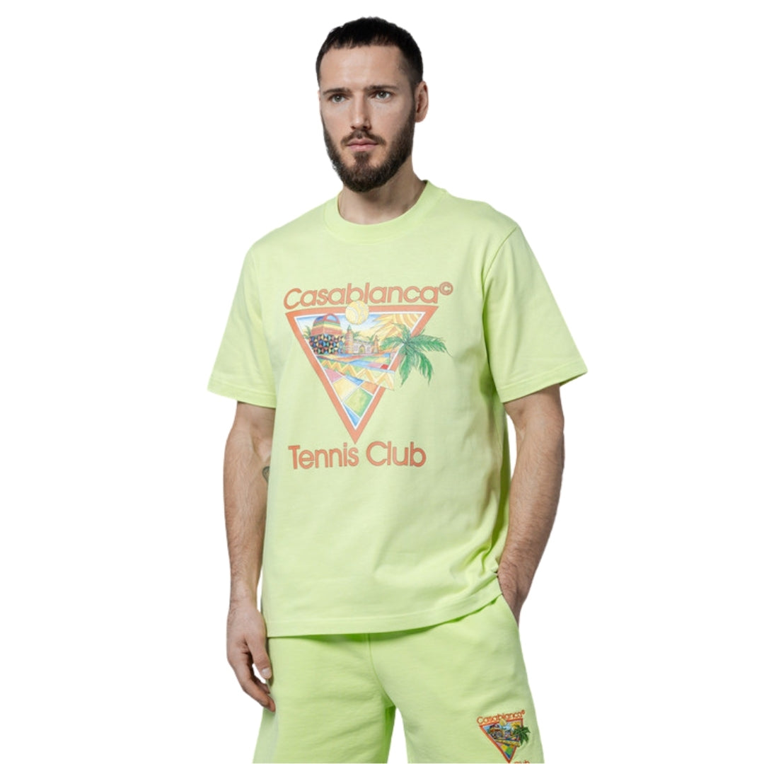 Casablanca Printed  T-Shirt Afro Cubism Tennis Club Pale Green Ms24 Jts 001 06 001 06 Green  T-Shirts Mens