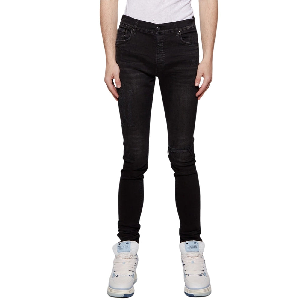 Amiri Slim Fit Distressed Amiri Logo Aged Black Denim Jeans W31 L32 / 32L