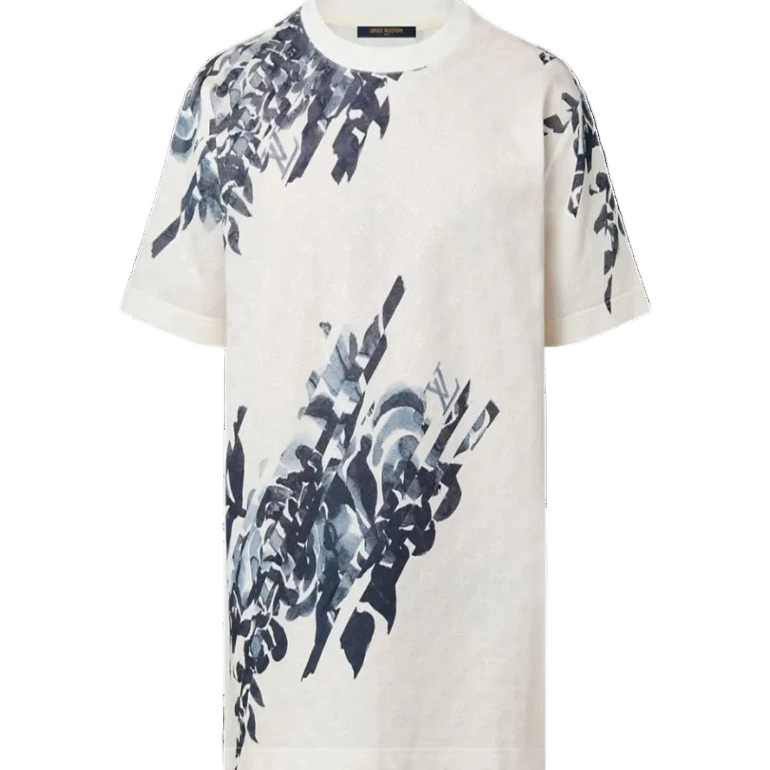 Louis Vuitton White & Blue Floral Monogram T-Shirt