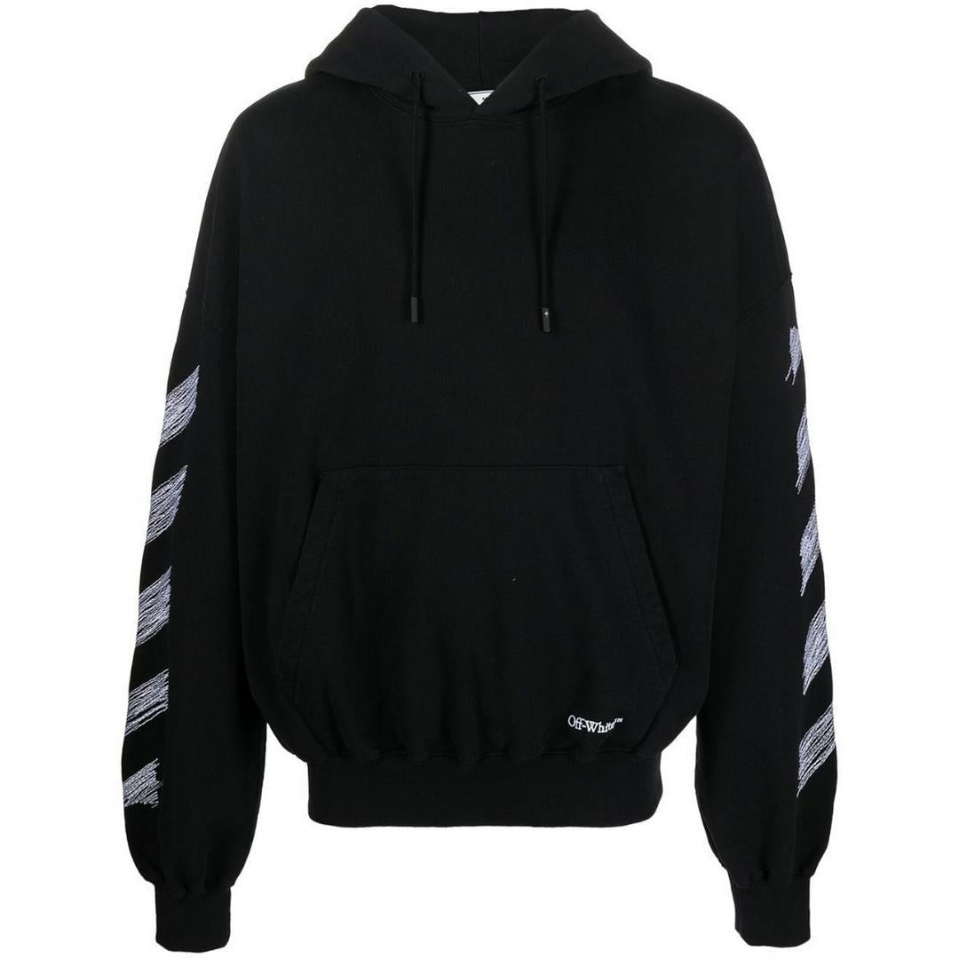 Off White Scribble Diag Boxy Black Oversized Hoodie - Style Centre Wholesale