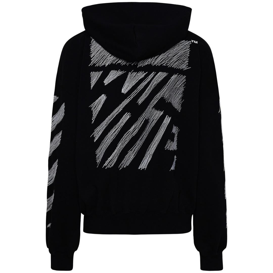 Off White Scribble Diag Boxy Black Oversized Hoodie - Style Centre Wholesale
